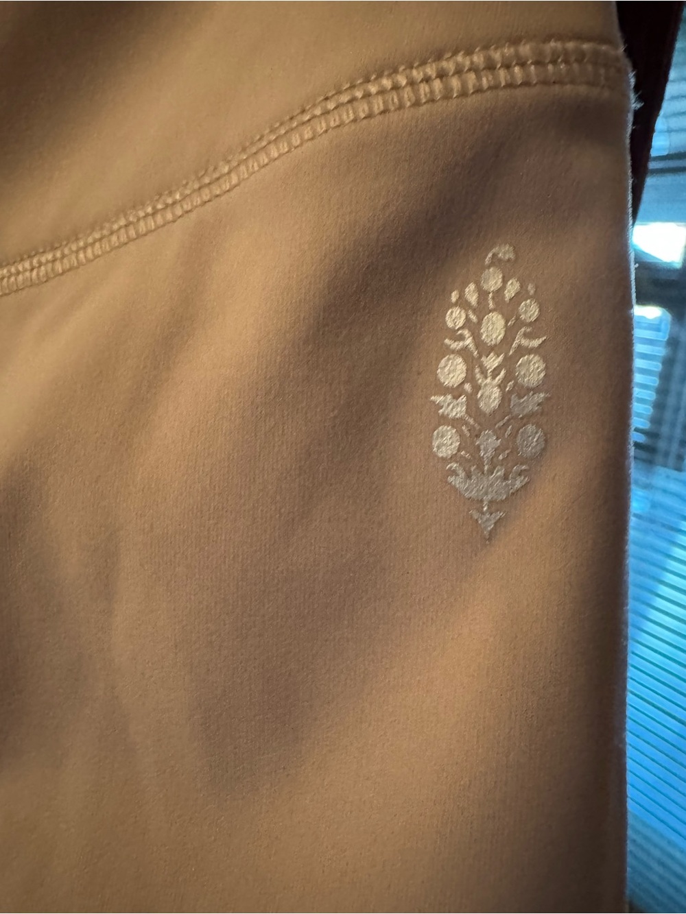 Free People Beige Leggings with Coral Stitching Accents - Picture 4 of 8